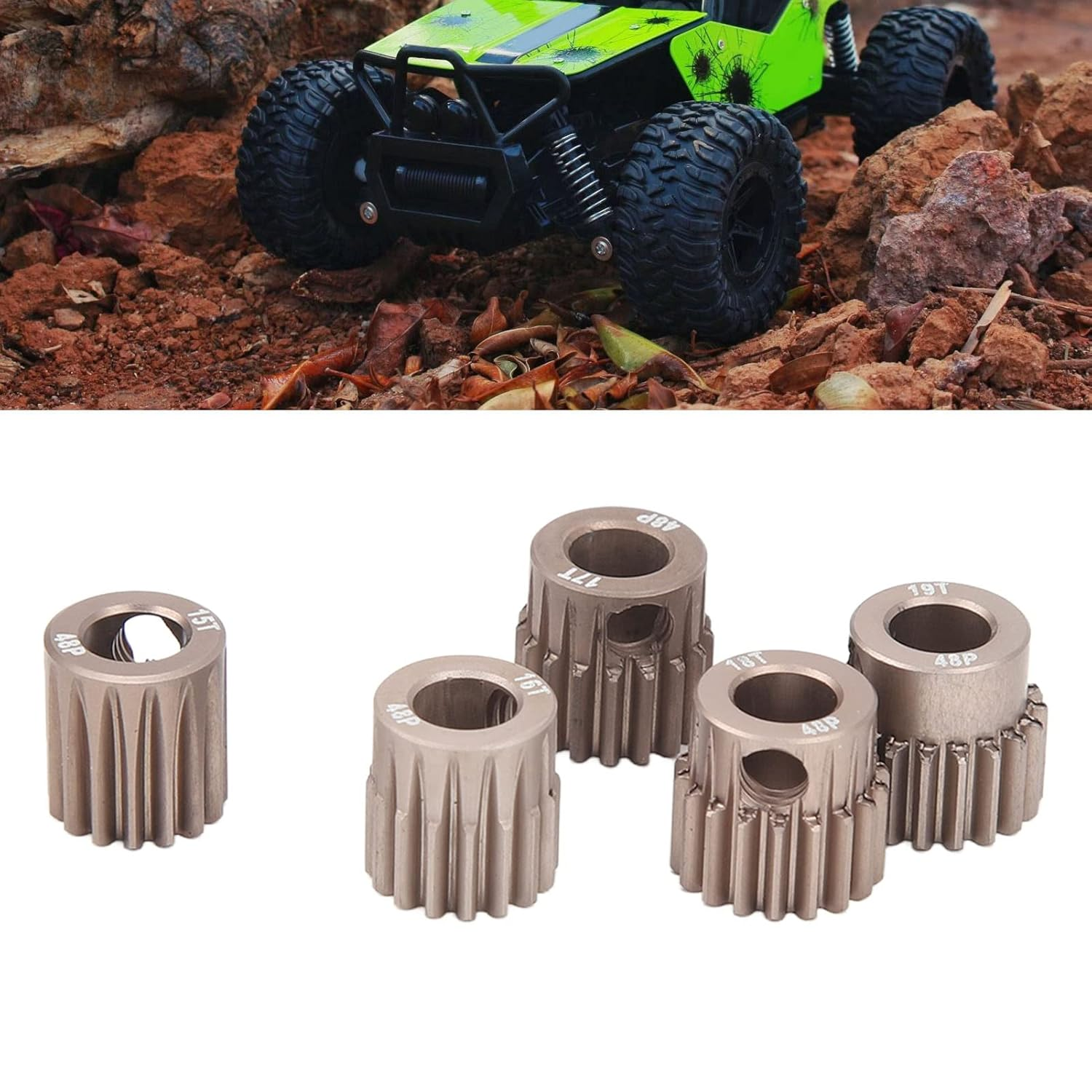 48P Pinion Gear, 7075 Aluminium Alloy 1/10 RC Pinion Gear 15T 16T 17T 18T 19T Pinion Motor Gear Fit for 5Mm Shaft, Stable Operation 48DP Motor Pinion Gear with L Shaped Wrench image number 3