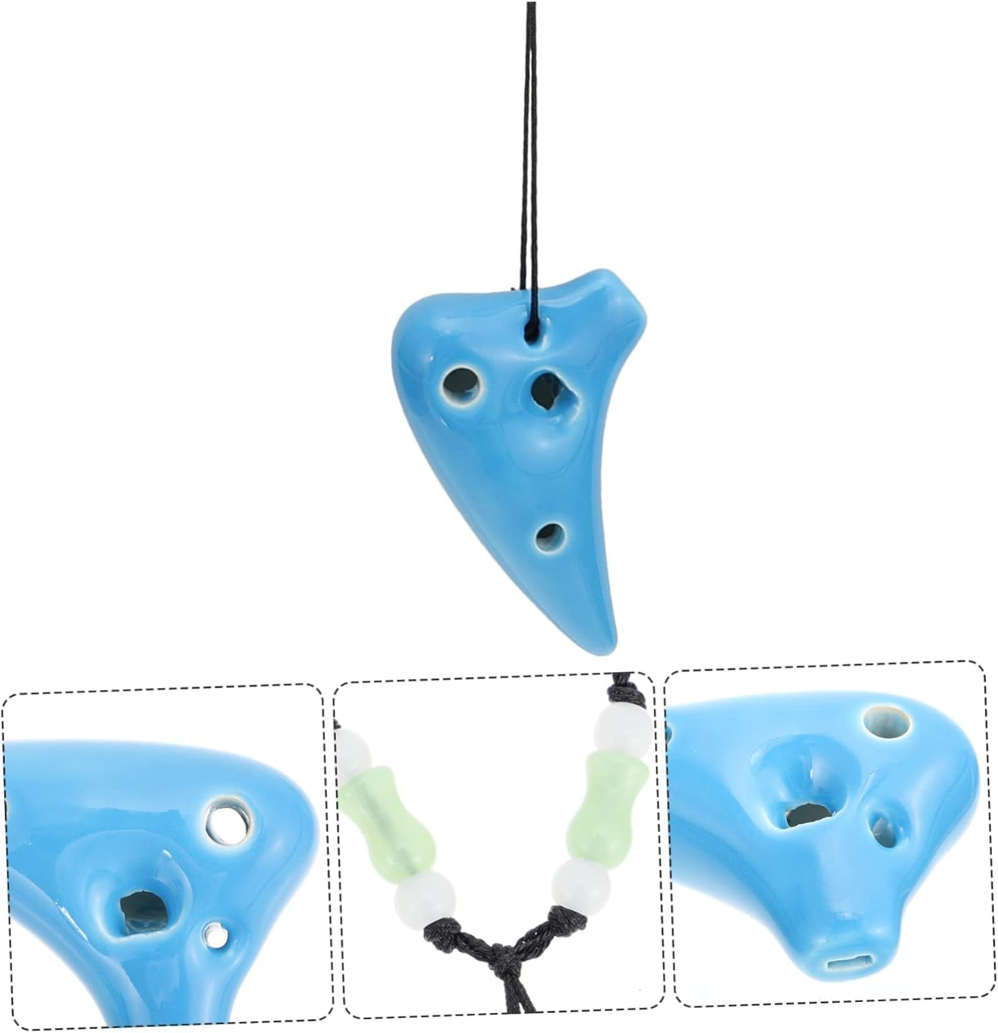 2Pcs Mini Ocarina Necklace Lightweight Musical Instrument for Beginners Easy Play Wind Instrument Lovers Practice Portable Ceramic Flute Pendant image number 2