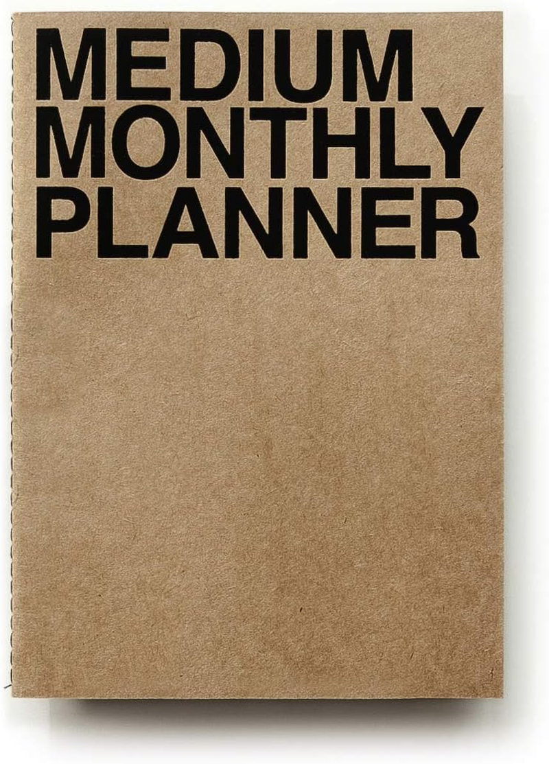 JSTORY Medium Monthly Planner Lays Flat Undated Year round Flexible Cover Goal/Time Organizer Thick Paper Eco Friendly Customizable Stitch Bound A5 16 Months 150 GSM 18 Sheets Kraft