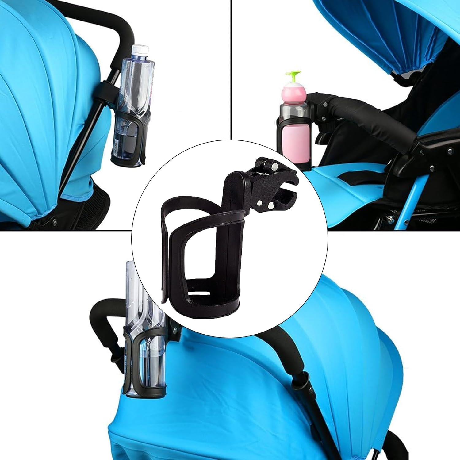2Pcs Cup Holder Stroller, Cup Holders for Wheelchairs, 360 Degrees Rotation Bike Cup Holder, Stroller Cup Holder, Large Caliber Designed Cup Holder for Walker, Bike, Wheelchair, Walker, Scooter image number 4