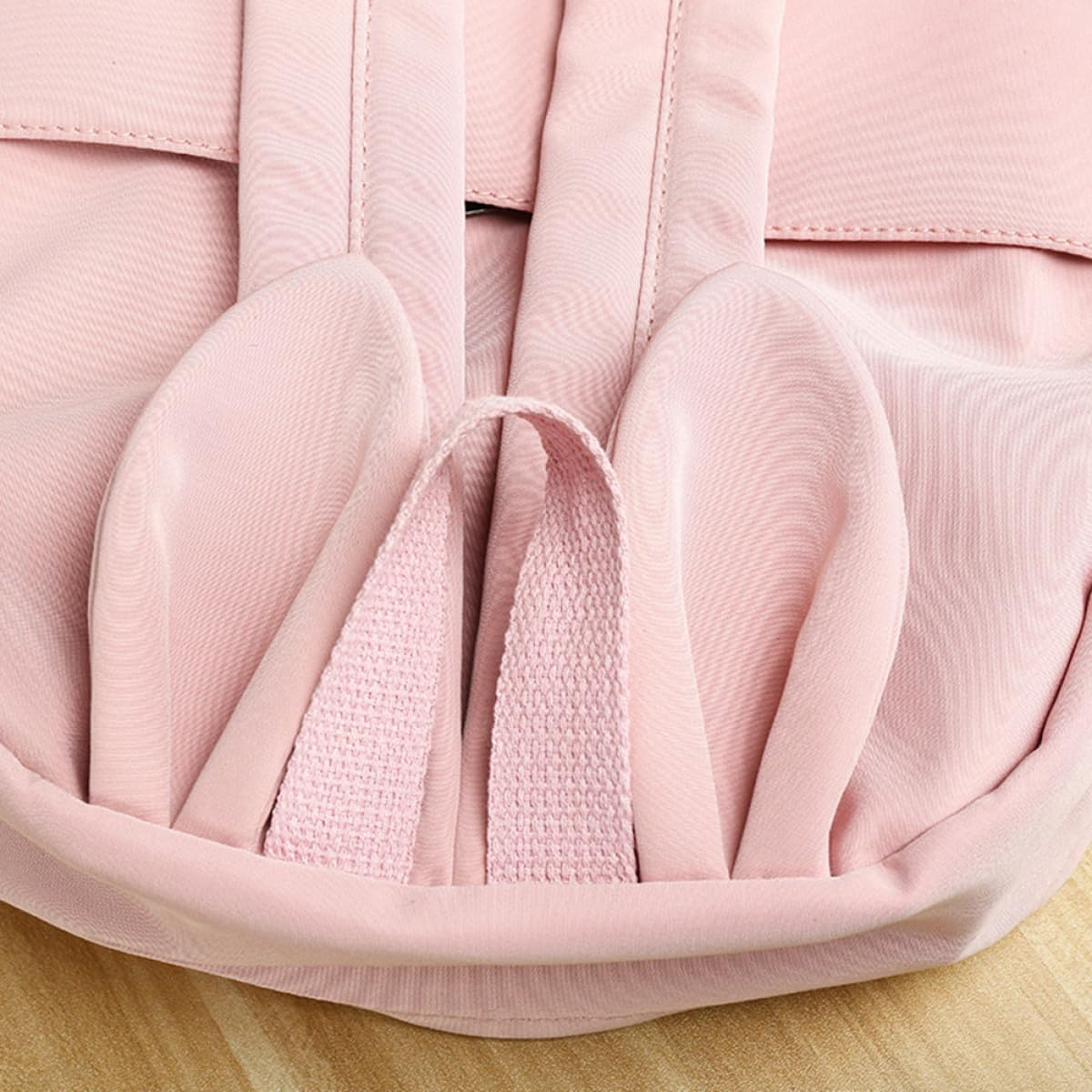 GALPADA Pink Rabbit Ear Backpack for Cute Casual Satchel with Hairball Accent Lightweight School Bookbag Travel Storage Bag image number 1