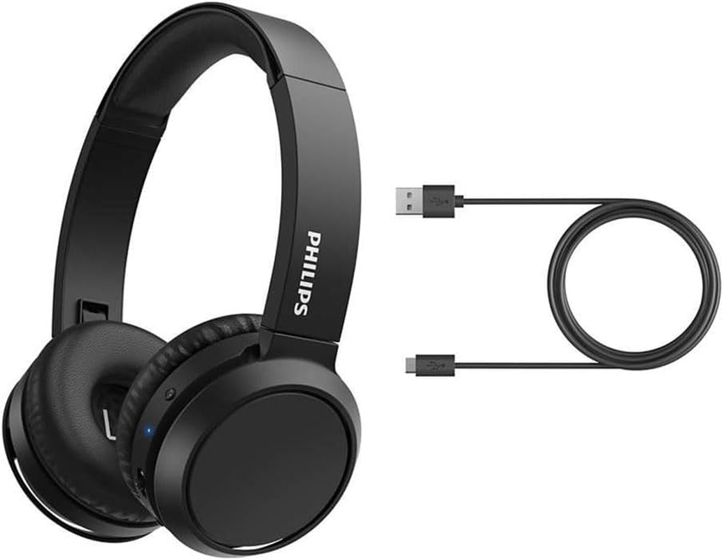 Philips On-Ear Headphones H4205BK/00 with Bass Boost Button (Bluetooth, 29 Hours' Playback Time, Quick Charging Feature, Noise Isolating, Flat Folding), Matte Black &ndash; 2020/2021 Model
