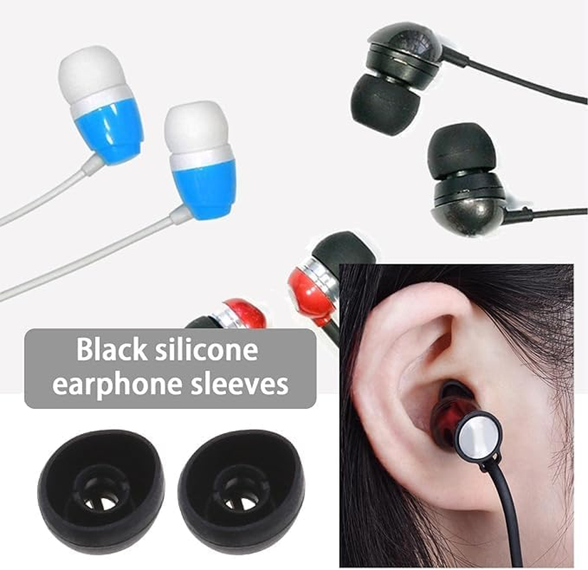 16Pcs Compatible with Sennheiser CX Plus/Momentum 2 Ear Tips, CX 3.00 CX 5.00 CX 6.00 CX 7.00 Replacement Soft Flexible Silicone Eartips Earbuds Accessories Compatible with Sennheiser CX 300S (Black) image number 5