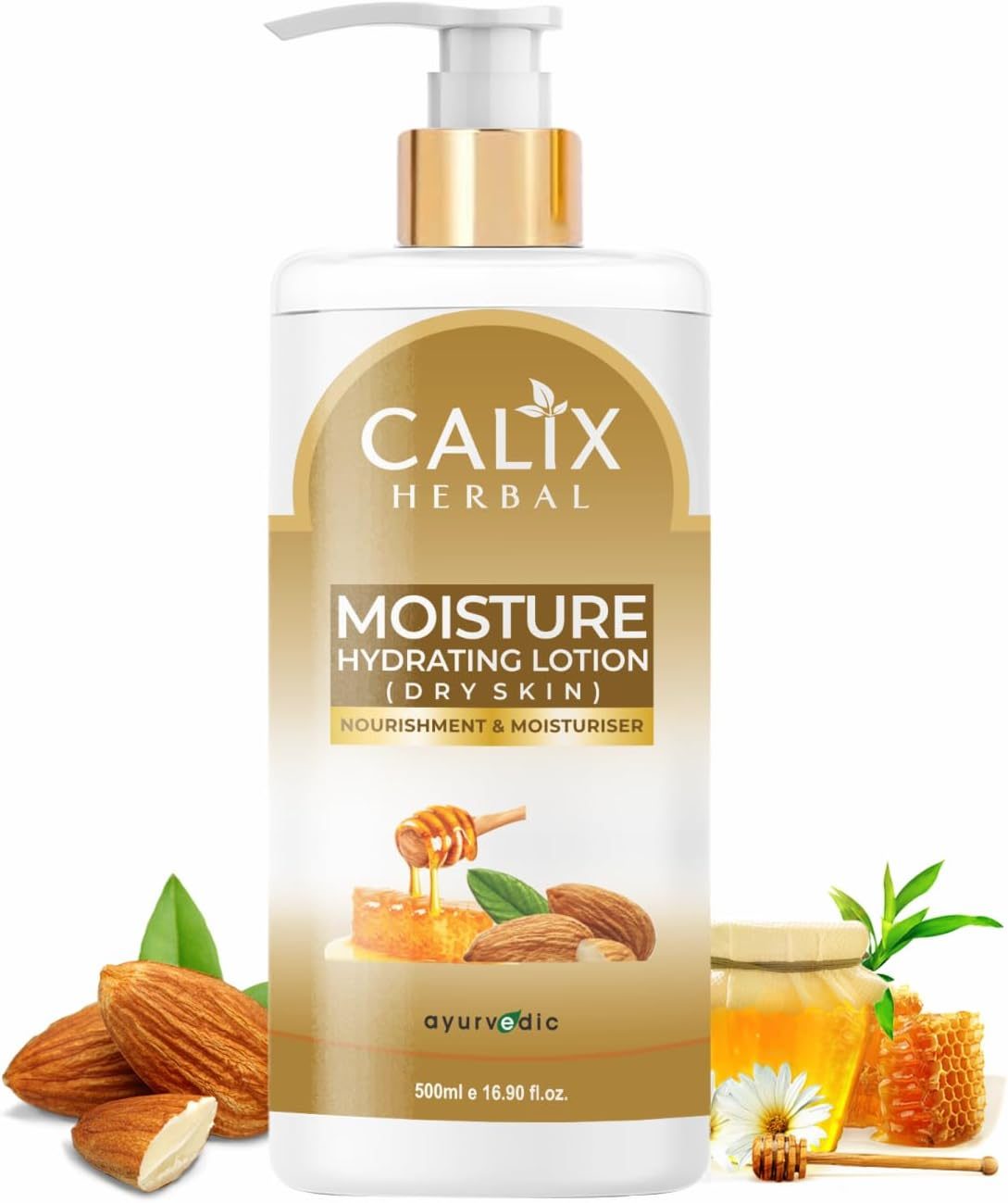 Calix Herbal Pure Organic Moisture Hydrating Lotion Dry Skin for Natural Ayurvedic Skin Care with Almond & Honey - 500 ML image number 4