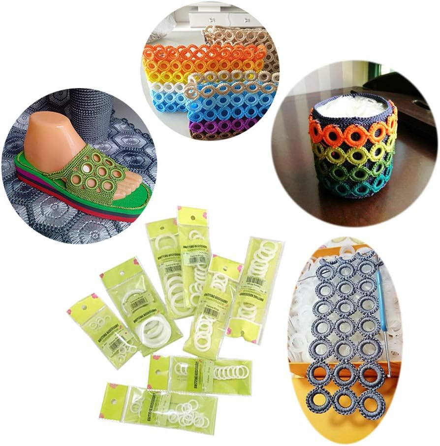 123Pcs O Rings DIY Crochet Circle Hook Sewing Accessories Tool for Crafts, Manual Handbag, Dorset Buttons, Napkin Box, Car Seat Cushion - 8 Sizes White Plastic Curtain Ring image number 3