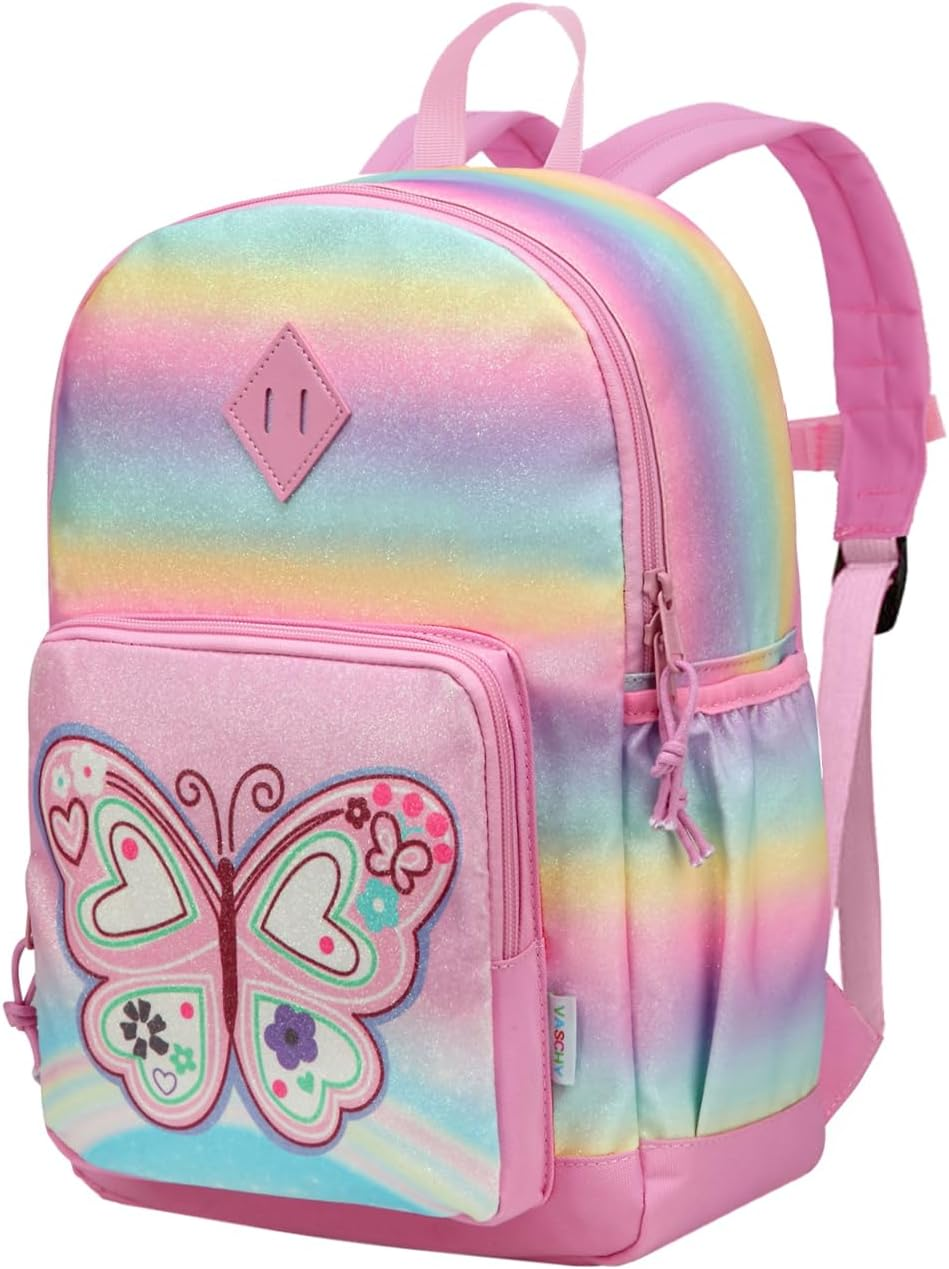 Backpack for Little Girls, VASCHY Cute Rainbow Lightweight Water Resistant Toddler Preschool Kindergarten Backpacks for Kids with Chest Strap