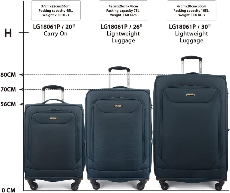 3 Piece Lightweight Soft Luggage Suitcase Set &ndash; Durable, Expandable, 360&deg; Spinner Wheels, Soft Touch Exterior, TSA Lock for Secure Travel - Green image number 6