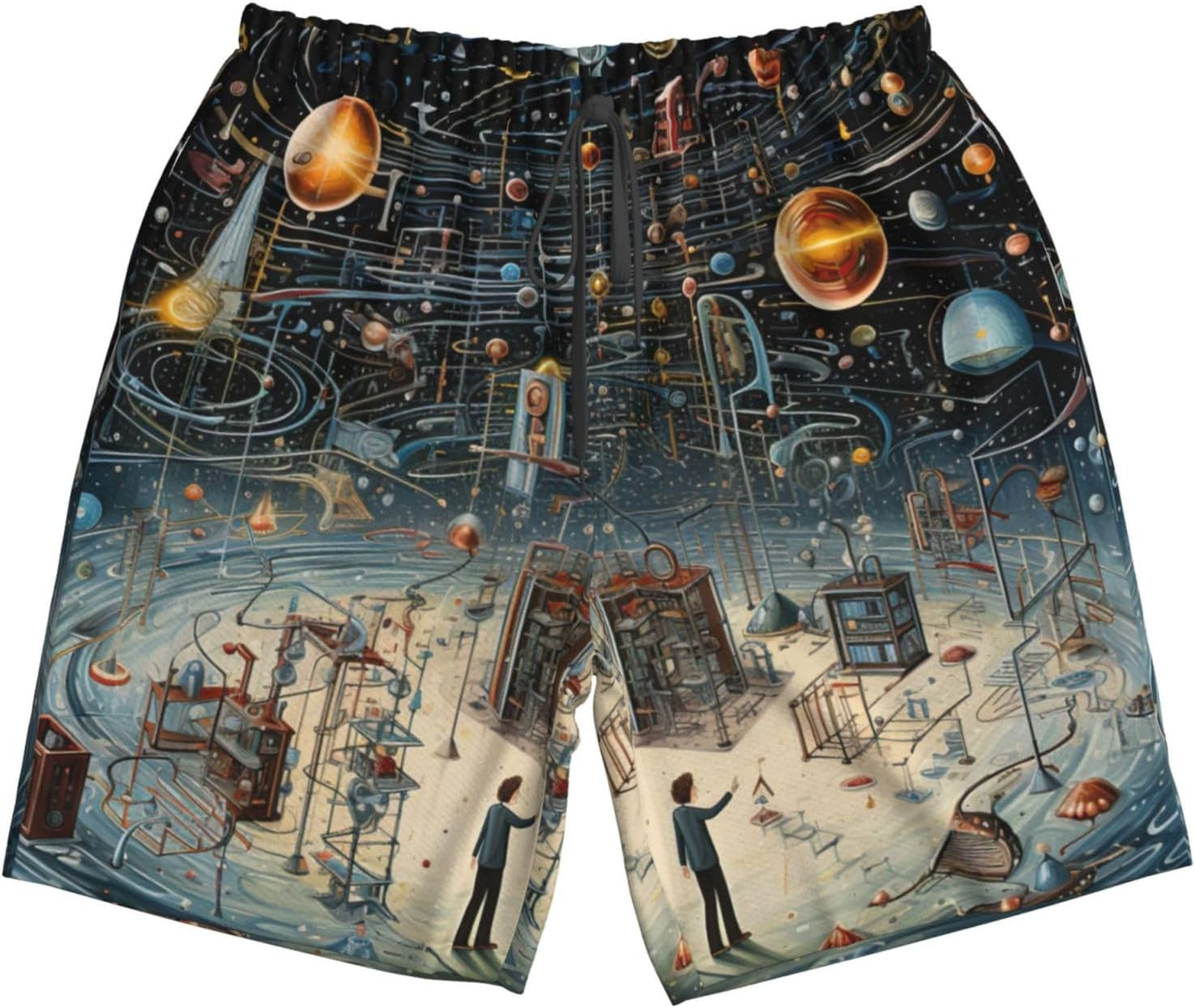 WURTON Physics Print Print Men'S Beach Shorts Hawaiian Summer Holiday Casual Shorts with Drawstring, Quick Dry image number 5