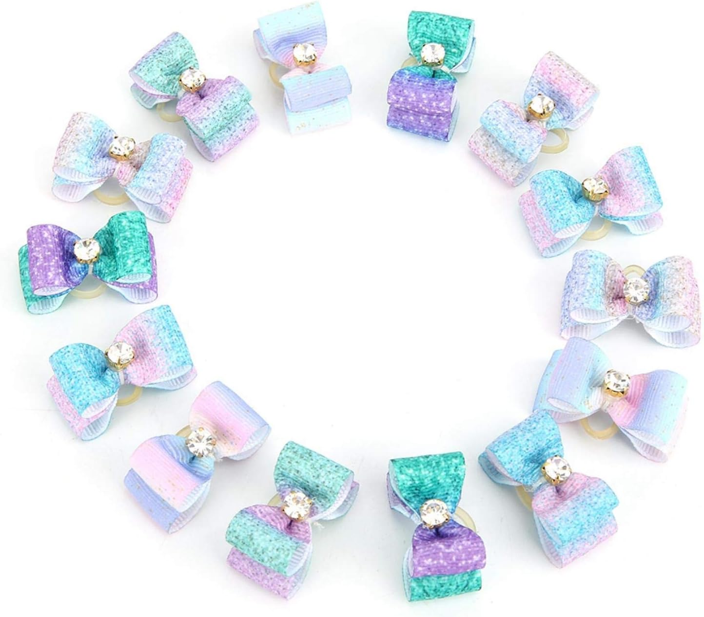 EVTSCAN Pet Hair Bows, 25 Pieces Gradient Ramp for Pets, Hair Bows, Grooming Accessories for Cats, Medium and Small Dogs, 1.2 X 0.8 X 0.8 Inch image number 6