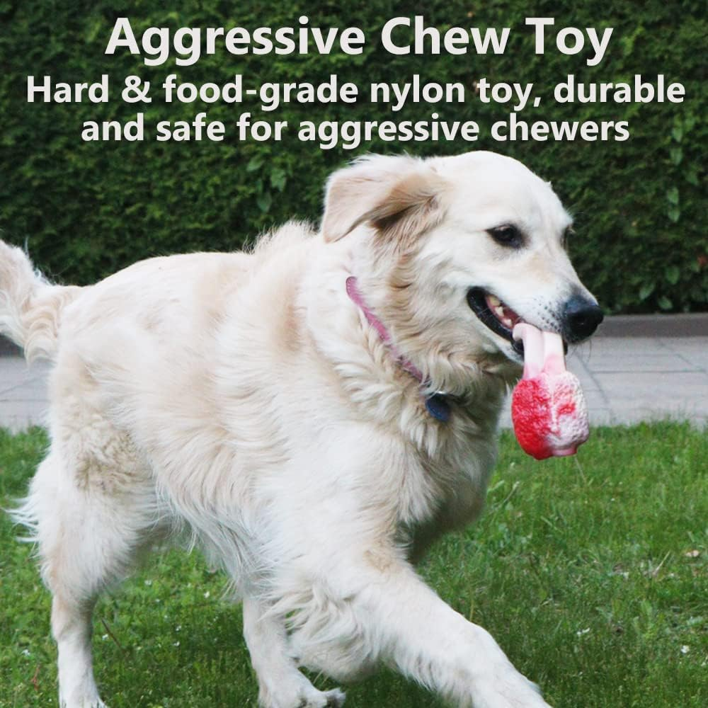 Durable Dog Chew Toy for Aggressive Chewers, Indestructible Nylon Teething Bone Bacon Flavor for Large Medium Breed image number 5