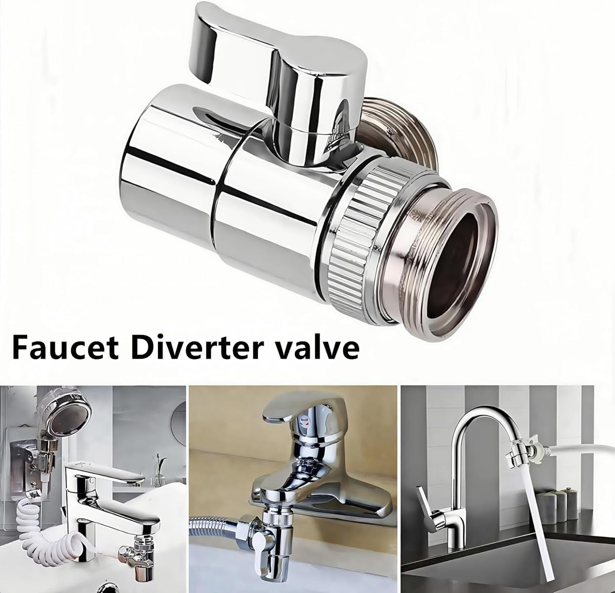 Faucet Splitter Diverter Valve to Hose Adapter,Shower Diverter Valves, Bathroom Kitchen Basin Sink Faucet Splitter Diverter Valve to Hose Adapter image number 3