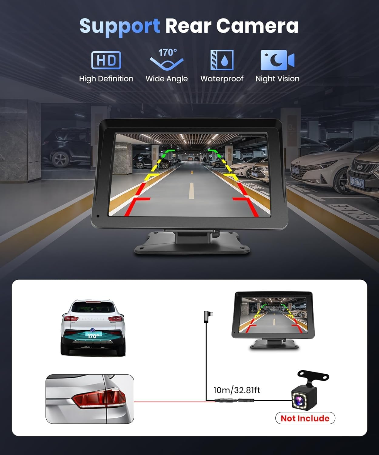 Podofo Portable Car Stereo Wireless Carplay Android Auto,7 Inch Touch Screen Car Radio with Bluetooth Hands-Free/Mirror Link/Maps Navigation/Voice Control/Tf Card/Aux,For Cars, Trucks, Suvs image number 6