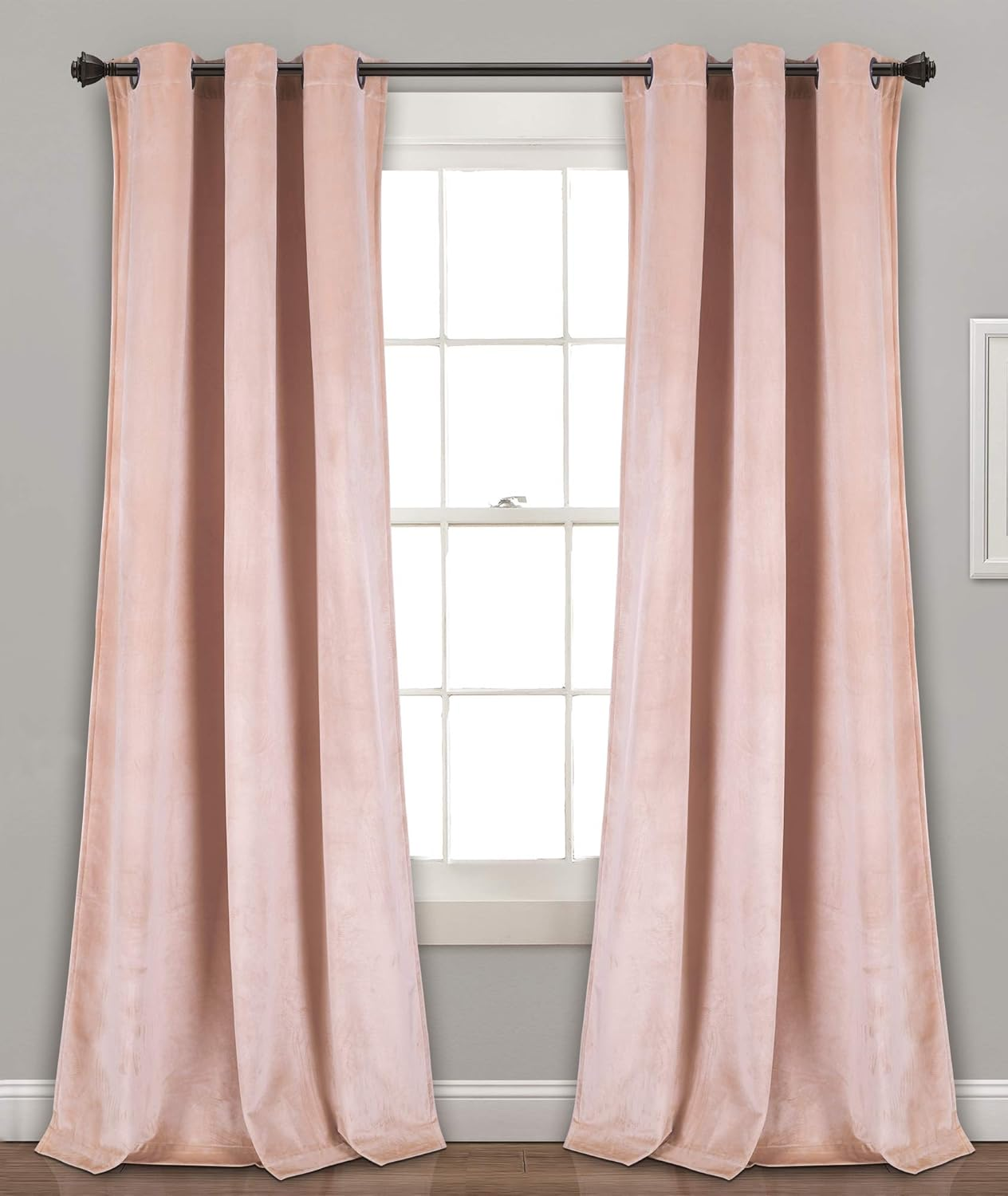 Lush Decor Prima Velvet Solid Room Darkening Window Curtain Panel Pair, 84" L X 38" W, Blush