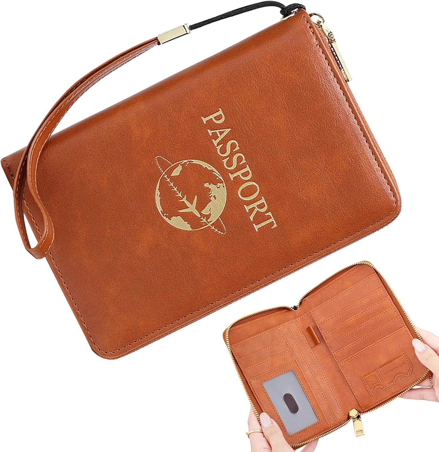 Frfik Case for Passport, PU Waterproof and Blocking , Passport Book Holder, Travel Bag, Suitable for Men and Women, Suitable for Cash Tickets, Boarding Passes, Travel, Cruises image number 4