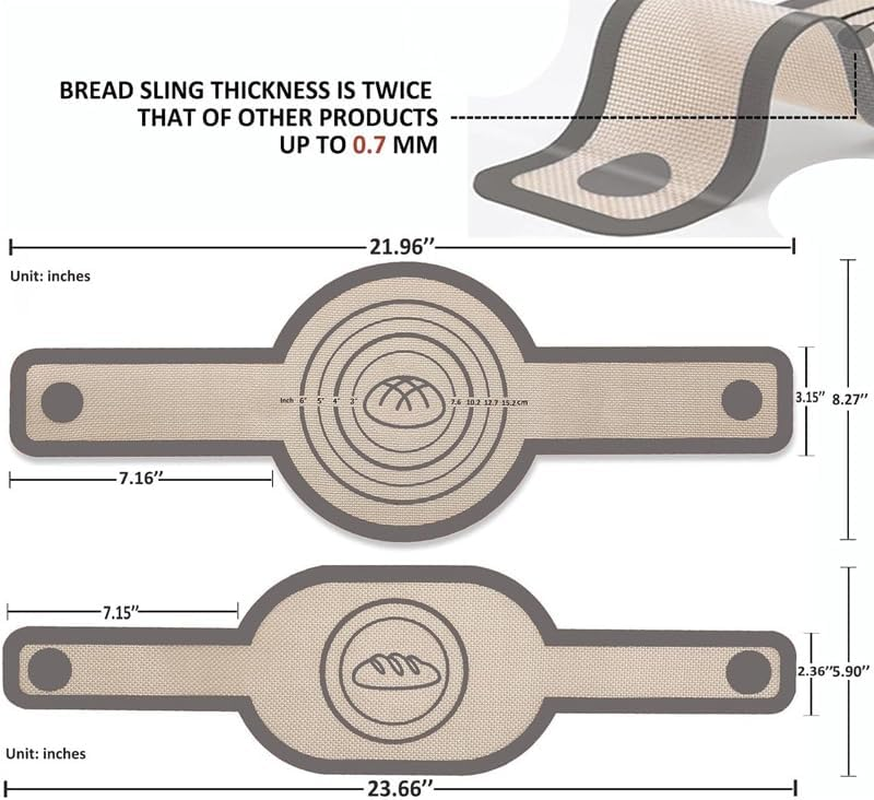 Silicone Bread Slings for Dutch Oven Liners, Sourdough Silicone Bread Slings, Non-Stick 2-Piece, Easy to Clean Reusable Baking Mats with Long Handles (Grey) image number 5