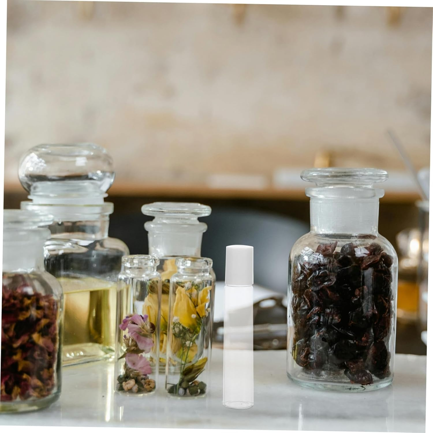 FOMIYES 5Pcs 20Ml Essential Oil Roller Bottles Glass Empty Roller Bottles Press Lock Cap for Aromatherapy and Diy Blending image number 3