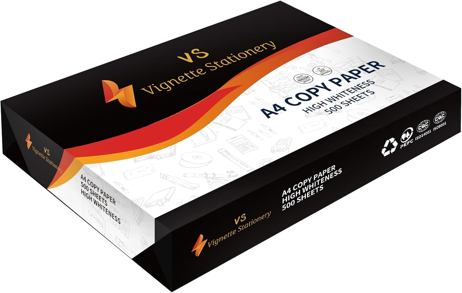 Vignette Stationery 1X Carton A4 Printing Copy Paper, 80GSM, 2500 Sheets, 5 Reams, 500 Sheets per Ream, White for Fast Printing 125 Sheets per Minute Easy Go through Printer image number 6