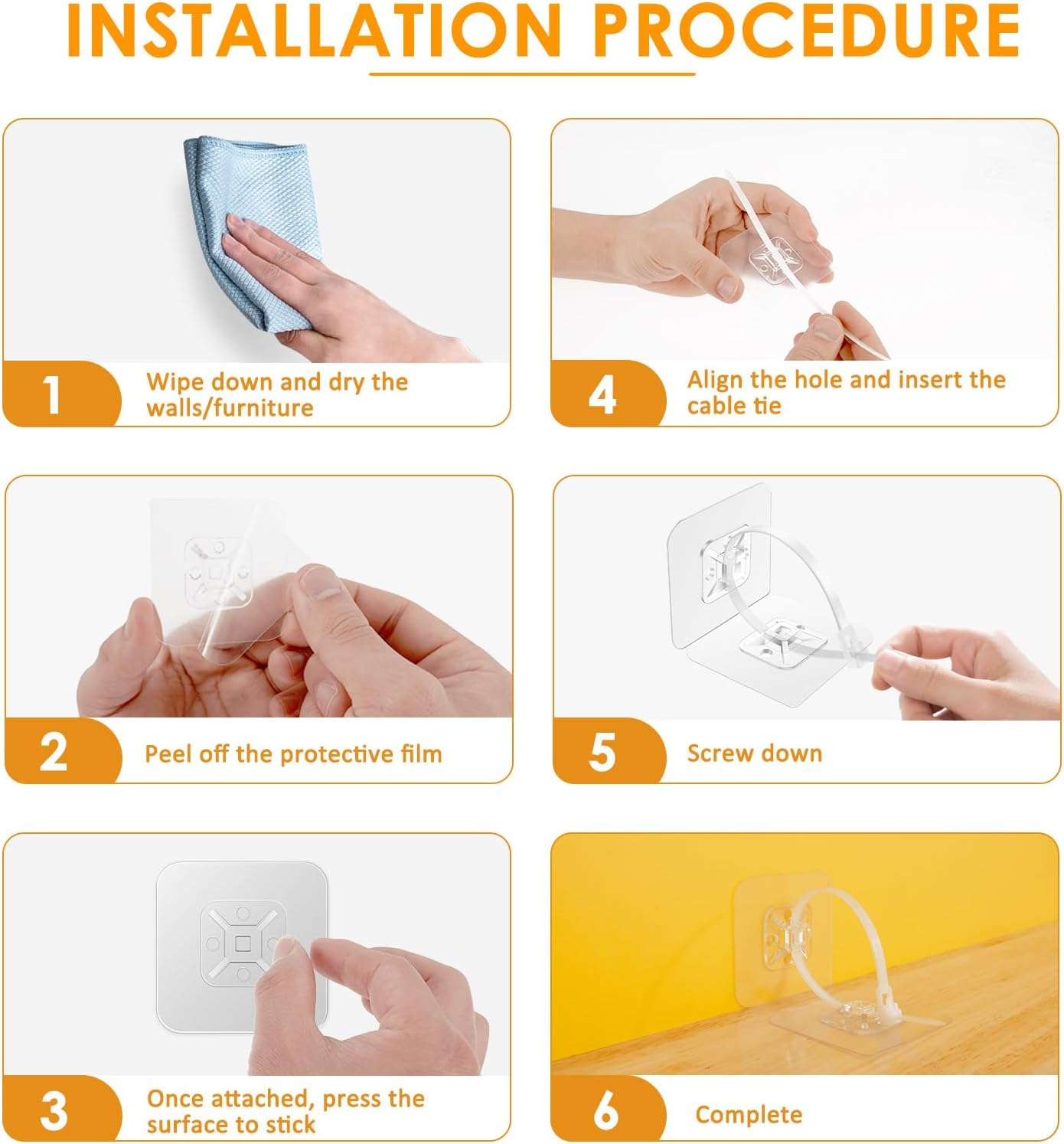 100Pcs Furniture Anchors Plastic Furniture Straps No Drill Adhesive Backed Wall Anchor Straps for Cabinets Bookcases Dressers (100-Pack) image number 2