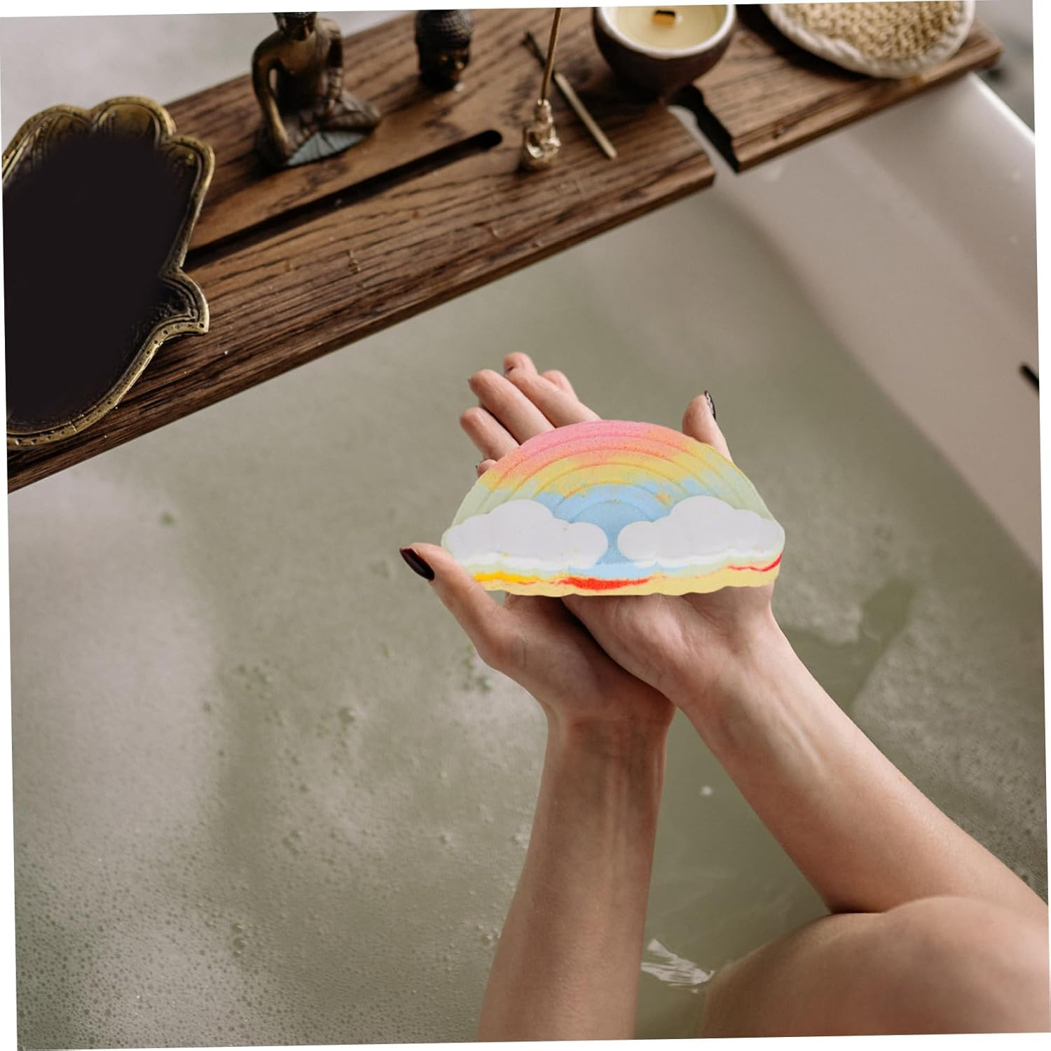 FRCOLOR Moisturizing Cloud Organic Essential Oils Fun Bath Toy for Relaxation and Skin Hydration Creative Rainbow Design for Women image number 5
