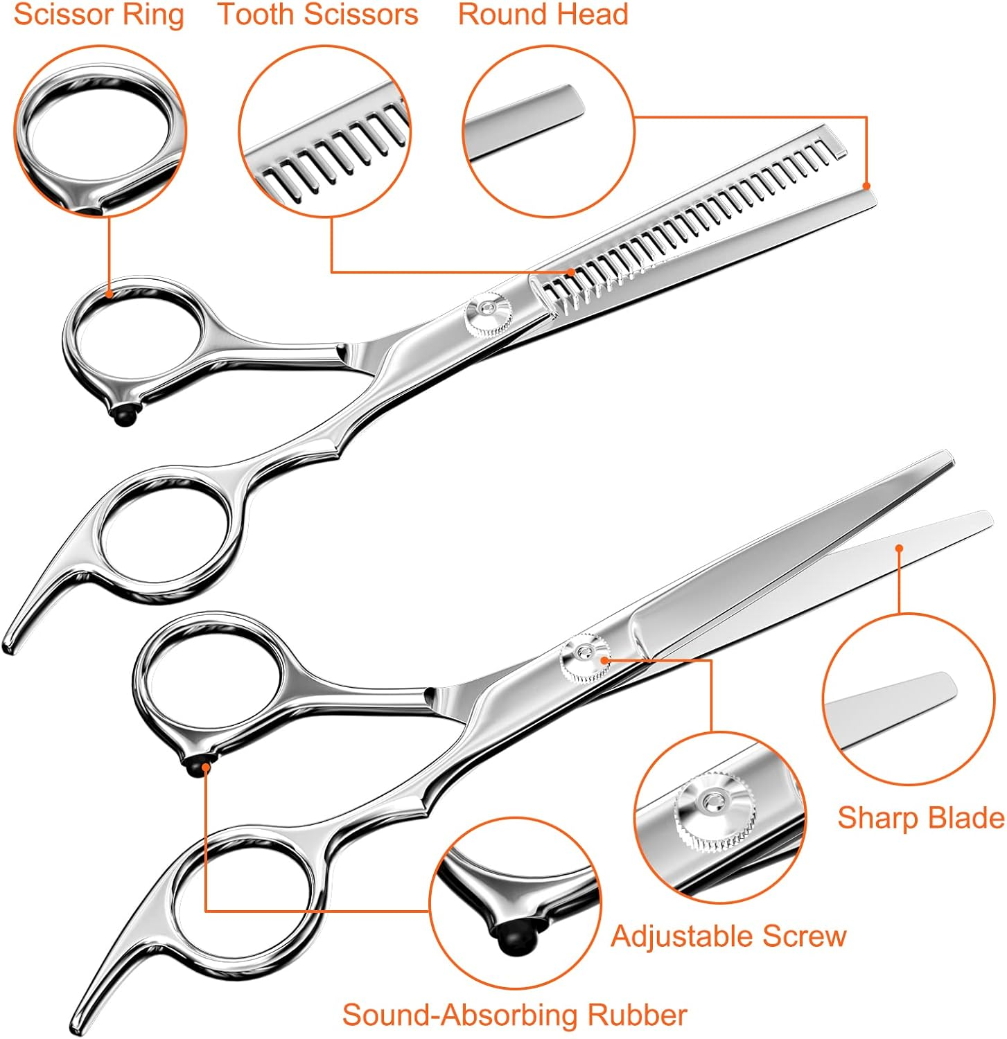 Uootach 2 Pieces Hairdressing Scissors, Ultra Sharp and Precise Cutting Styling Scissors, Thinning and Shaping Scissors Suitable for Home Hairdresser Hairdressing