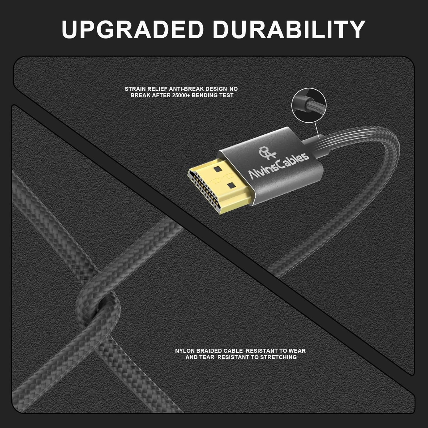 Alvin'S Cables 8K 2.1 Micro HDMI to HDMI Coiled Cable for Atomos Ninja V, 8K@60Hz 4K@60Hz High-Speed HDMI Cable for Sony A7RIII A7II A7M3, for FUJIFILM X-T4 X-T3, Braided Black image number 4
