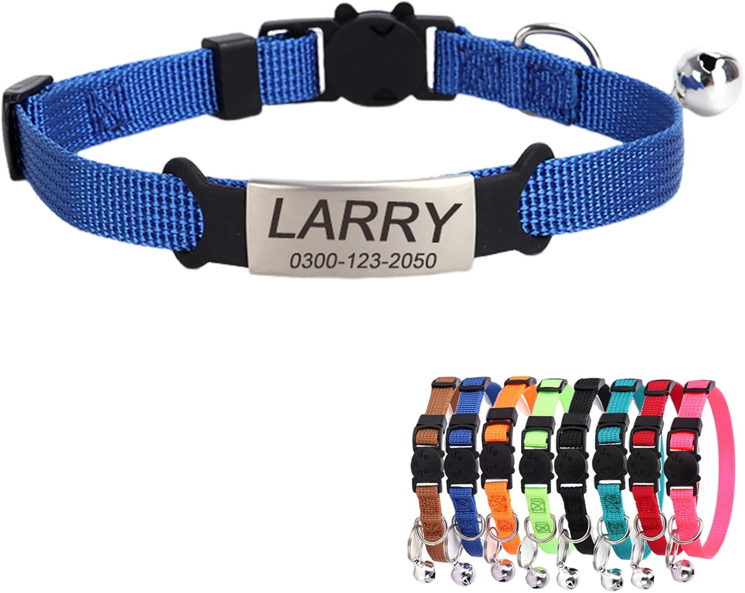 Personalised Kitten Cat Collar with Safe Breakaway Quick Release Buckle Bell ID Tag Custom Name and Phone Number for Boy Girl Cats