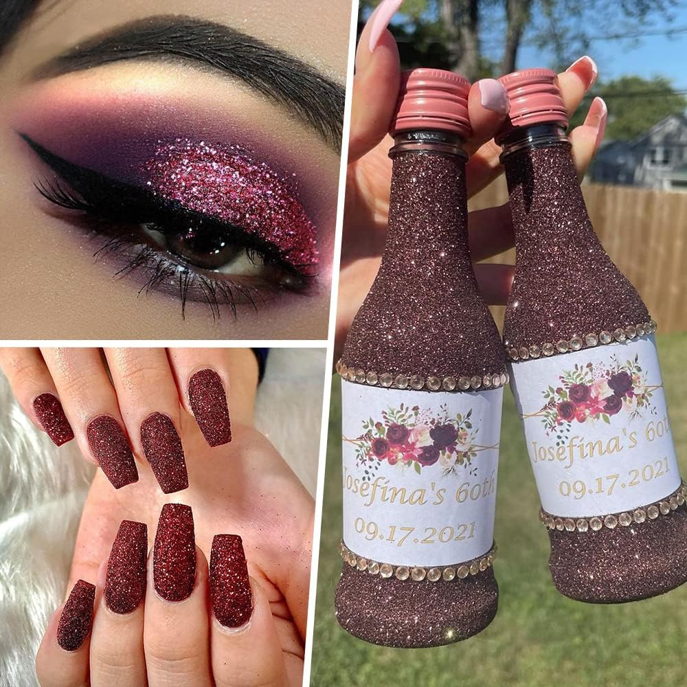 Holographic Fine Glitter, 150G Multipurpose Extra Fine Craft Glitter for Resin Arts and Crafts, Body Nail Art Eye Face Hair, Holographic Glitter for Epoxy Tumbler, Slime Making (Burgundy) image number 5