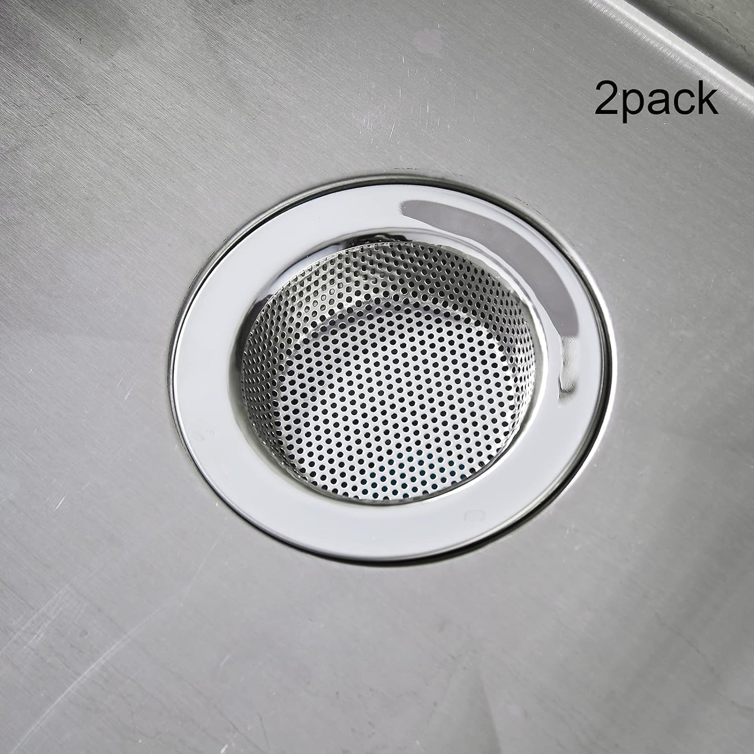 Kitchen Sink Strainer, 11.5 Cm Diameter, Stainless Steel with Wide Rim, 2 Pack image number 5