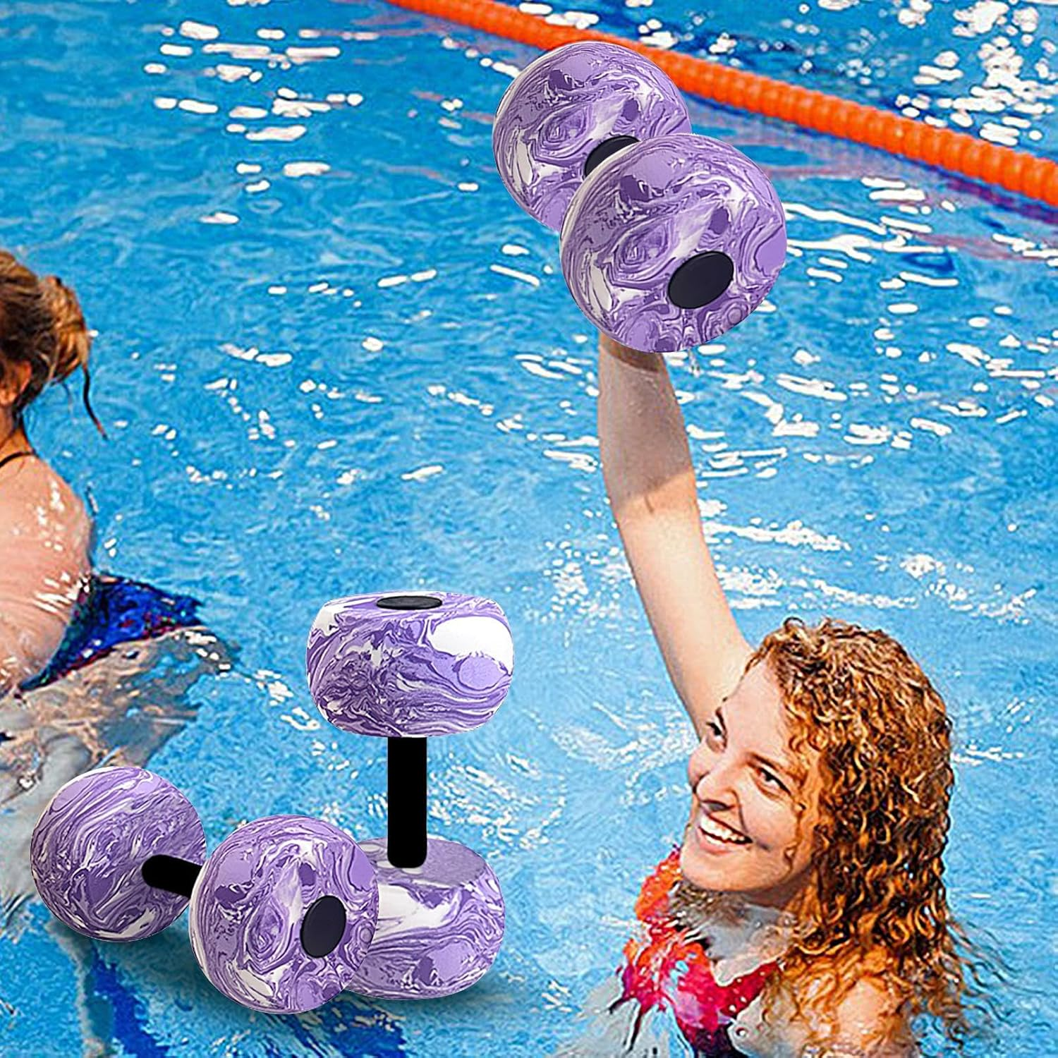 Pool Weights for Water Exercise, Aquatic Fitness Exercise Water Dumbbells, EVA Foam Water Weights Aqua Aerobics Equipment for Water Resistance Training - Camouflage Green image number 5