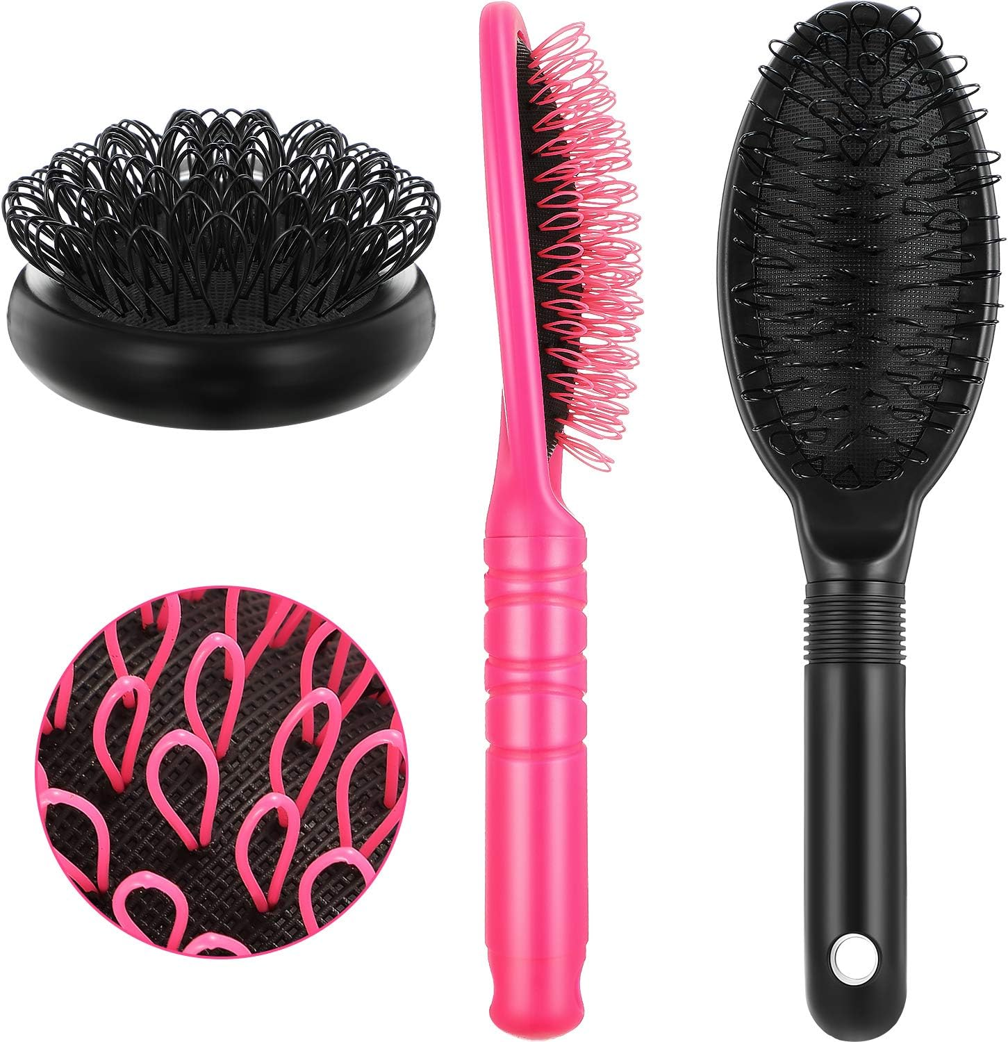 2 Pieces Loop Wig Brush Hair Extension Brush Hair Pieces Toupees Weaves Brush for Brushing Styling Detangling Natural and Synthetic Hair Wig Brush Set image number 3