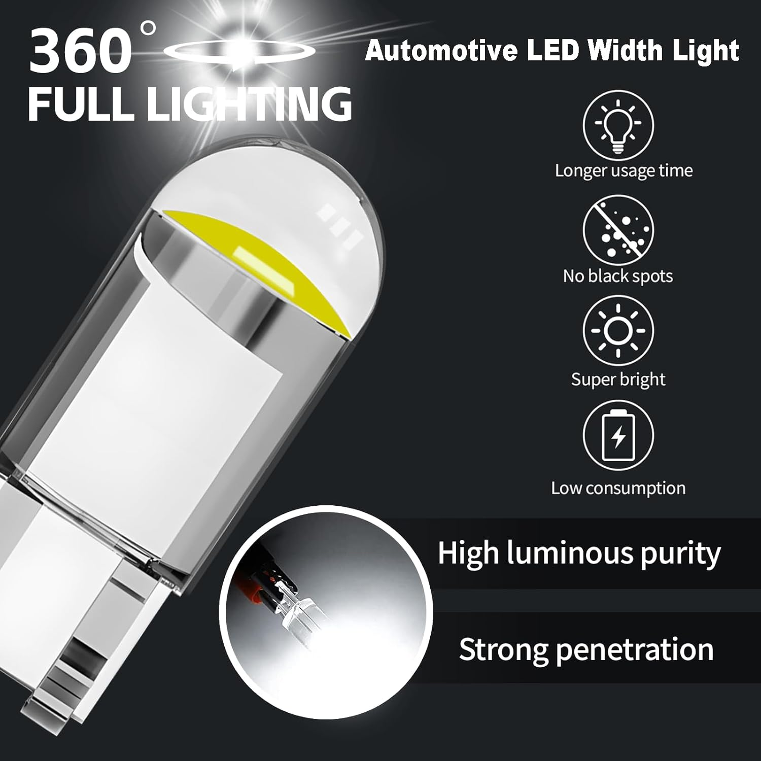 MAEZOE 10-Pack 194 LED Bulbs White, T10 Interior Led Lights Bulb for Cars, 168 2825 T10 W5W 6000K 3030 Bright Chips LED Replacement Bulb for License Plate Lights, Dome Map Light, Courtesy Light Bulbs