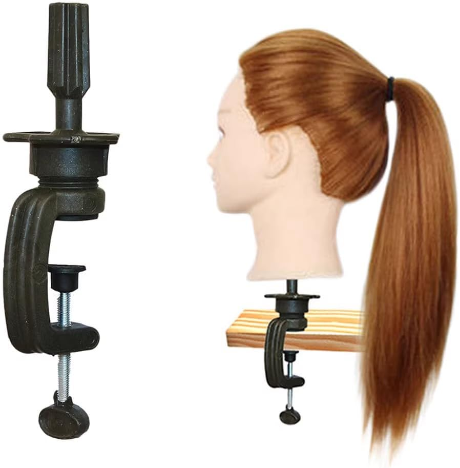 Wig Mannequin Head Stand, 2 Pack Cosmetology Manikin Stand Mannequin Head Holder Clamp Black Wig Stand Holder image number 1