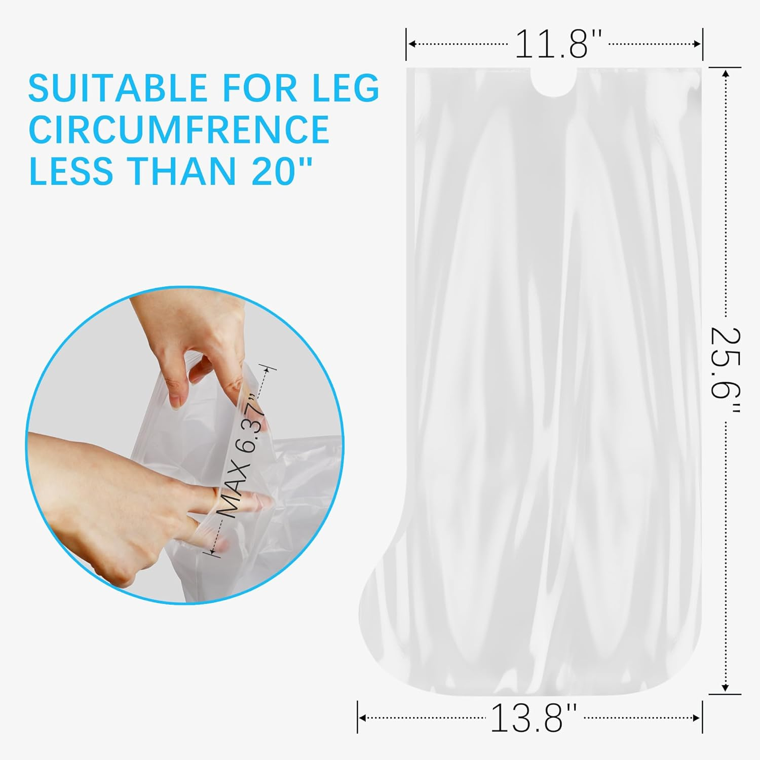 Waterproof Cast Covers for Shower Leg, Watertight Seal Knee Ankle Foot Cast Protector for Adult Kids Surgery Bandage Dressing Wound, Resusable 2 Pack Half Leg Cover image number 2