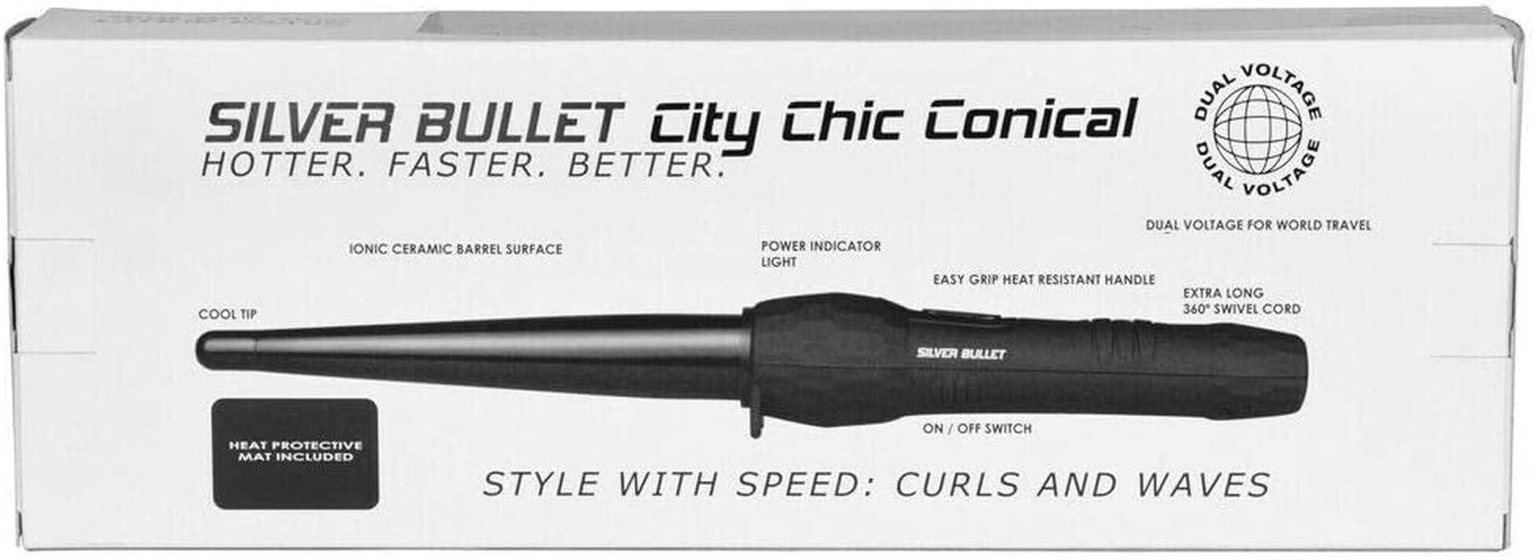 Silver Bullet City Chic Regular Ceramic Conical Curling Iron, Black, 13Mm/ 25Mm image number 3