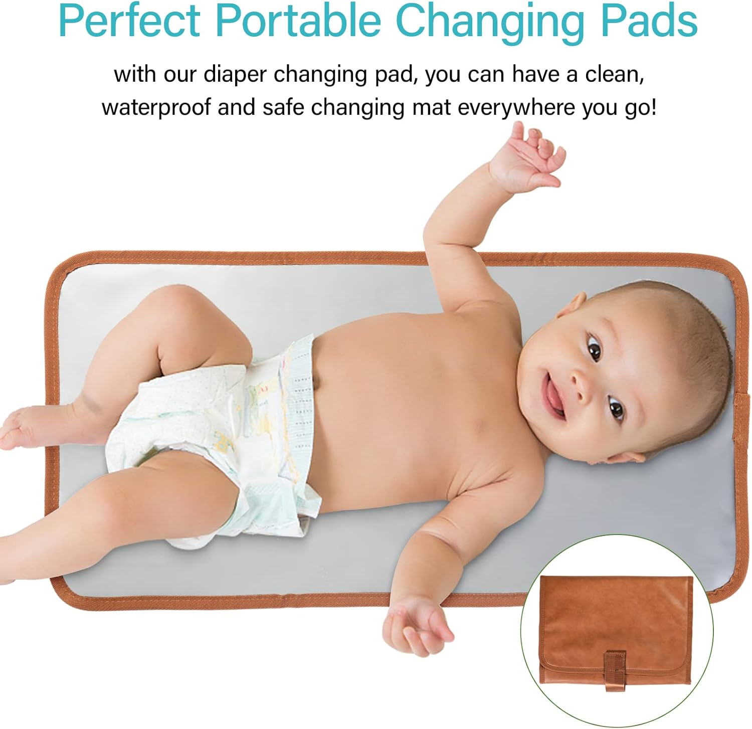 Leather Nappy Bag & Diaper Bag Backpack - Large Capacity Travel Baby Bag for Baby Essentials with Changing Pad, Multi Function Waterproof Design, Adjustable Shoulder Strap & Stroller Straps image number 4