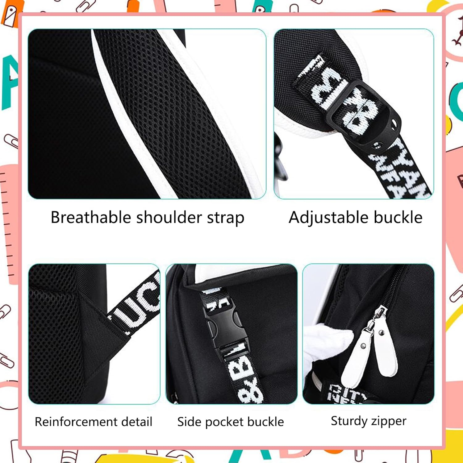 Lmeison Backpack for Girls Schoolbag for Kids Children Bookbag Casual Daypack for Women - Black-01 image number 4