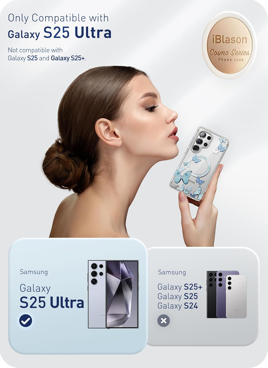 -Blason Cosmo for Samsung Galaxy S25 Ultra Case Magsafe with Built-In Screen Protector [Support Fingerprint ID & Wireless Charger] Full-Body Slim Style Magnetic Phone Case for S25 Ultra, Bluefly image number 6