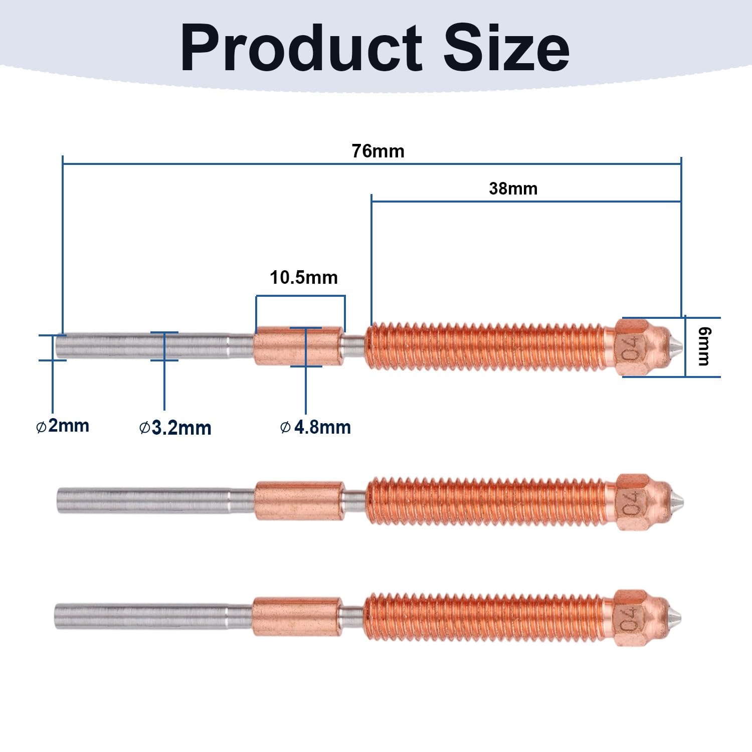 3Pcs 0.4Mm Combination Nozzle Kit for Creality K2 Plus, Upgraded K2 plus Unicorn Nozzle Replacement Kit with Titanium Alloy Copper Alloy Hardened Steel for Creality Hi Printer image number 1