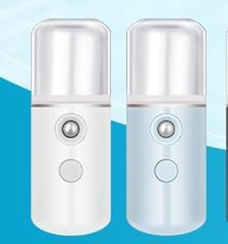 2 Pieces Portable Nano Facial Mister,Compact Facial Mister Spray Bottle with 30Ml Distilled Water Tank for One Touch Hydrating Face Mist,Usb Rechargeable Facial Mist Spray(White & Blue) image number 6