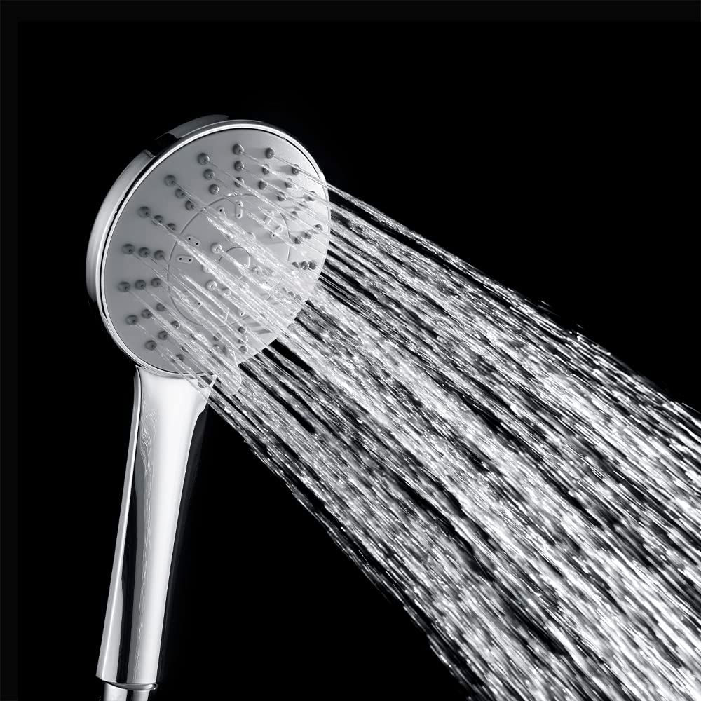 Decaura 5-Mode Handheld Shower Head round with 150Cm Shower Hose High-Pressure Spray Massage Chrome
