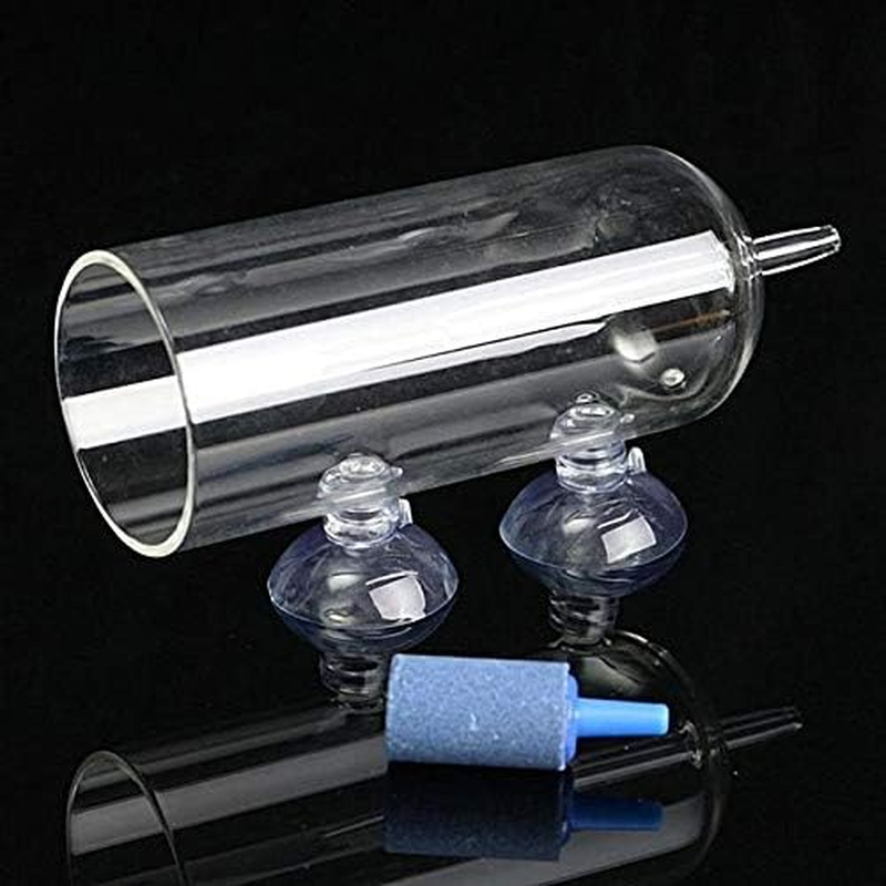 Aquarium Air Bubbler Glass Cup with 2 Air Stones, High Dissolved Oxygen for Fish Tank, Bubble Stopper