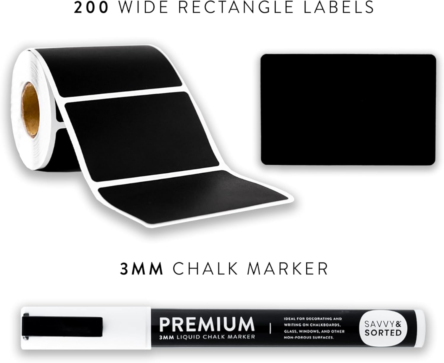 200 Chalkboard Labels for Jars, Chalkboard Stickers Chalk Label for Containers, Pantry Label for Storage Bins, Labels for Organizing, Glass Bottles, Removable Bin Stickers