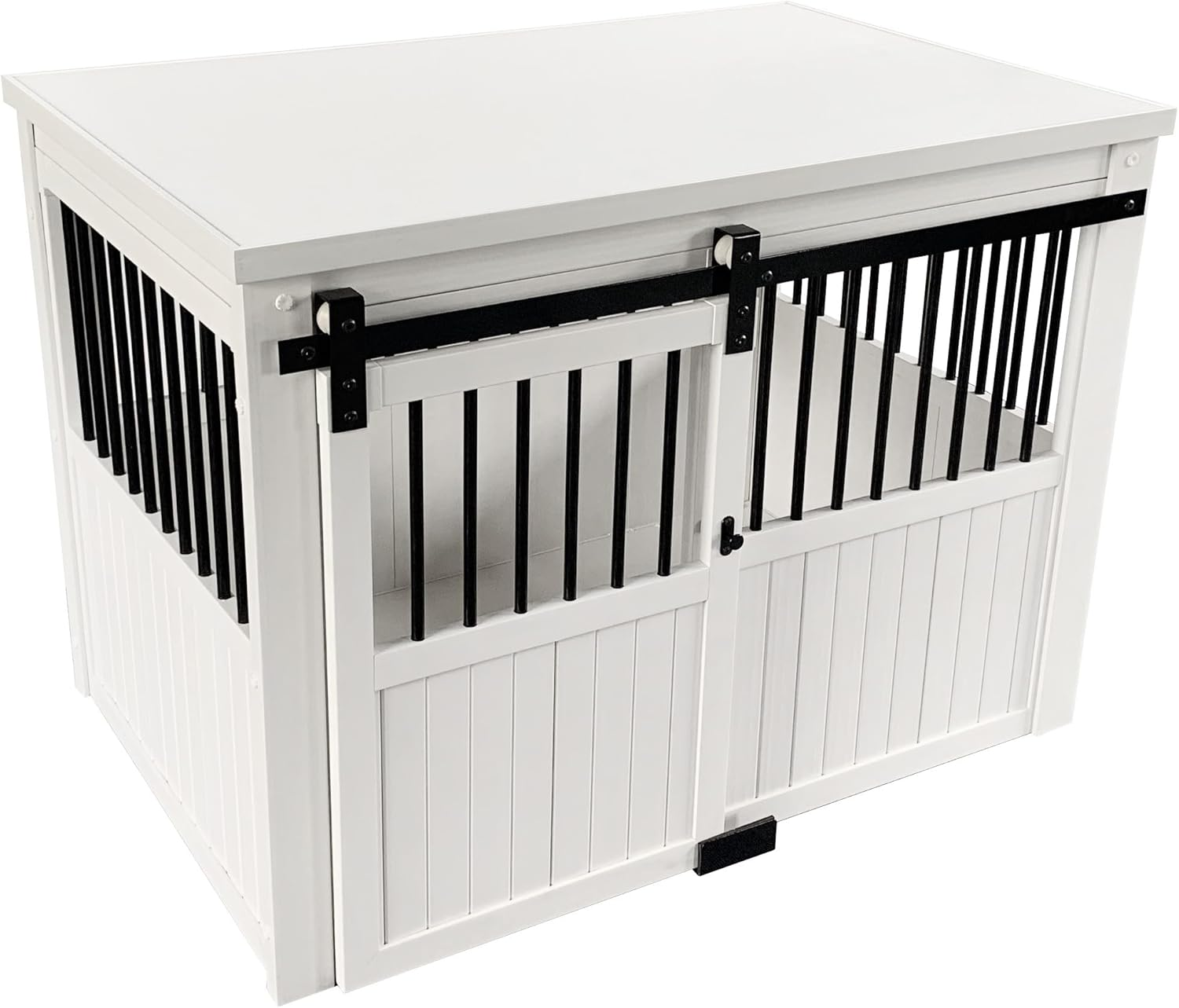 ECOFLEX&reg; Homestead Sliding Barn Door Furniture Style Dog Crate -Antique White