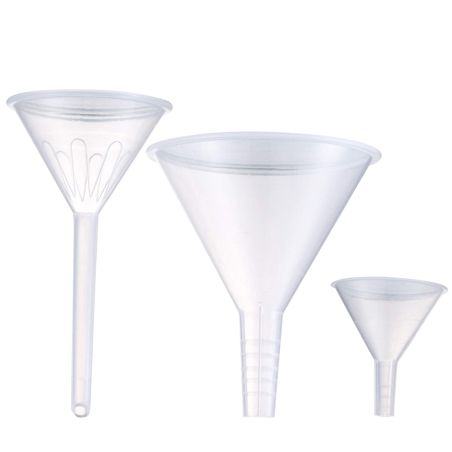 Plastic Funnel Set, 3 Pcs Lab PP Funnels, 100Mm X 1, 75Mm X 1, 50Mm X 1 (Pack of 3) image number 1
