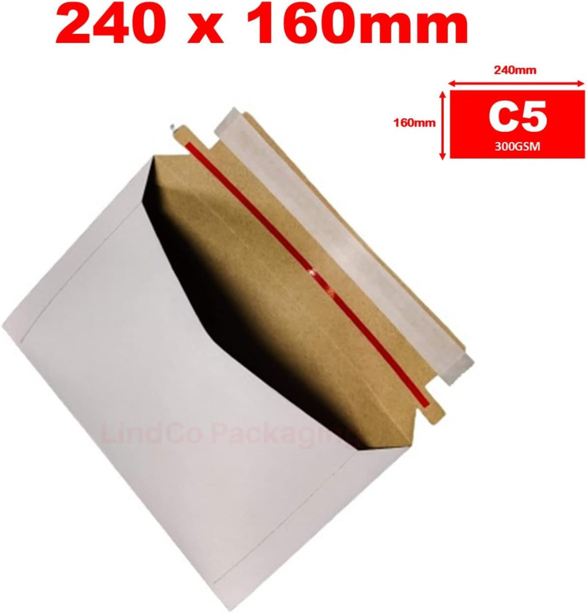 Cardboard Mailer Business Document Envelopes 01/C5 240X160Mm 300GSM (Pack of 50) image number 4
