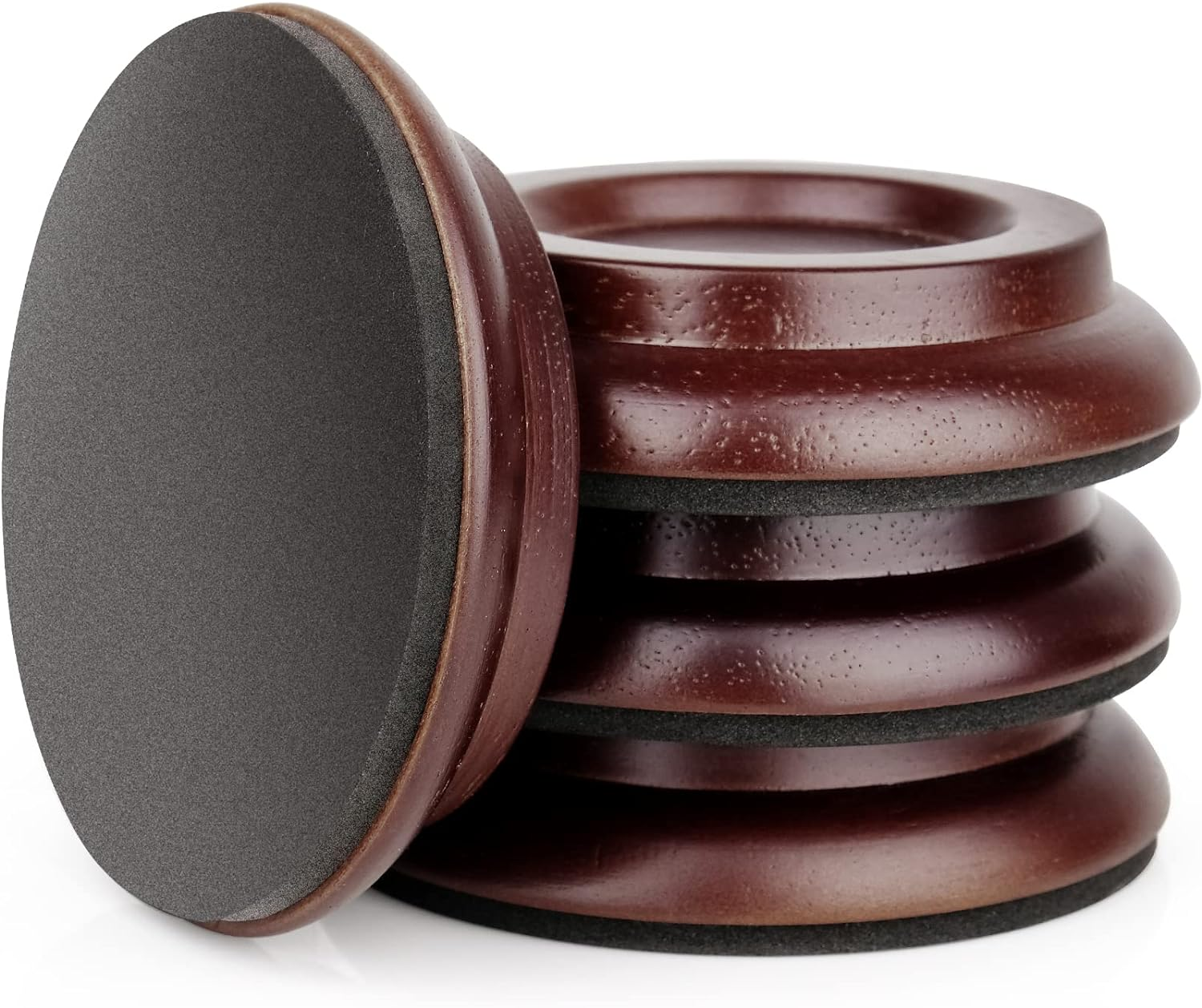 Eison Piano Caster Cups for Upright Piano Wooden Piano Caster Piano Leg Floor Protectors with Non-Slip & Anti-Noise Foam Hardwood Floor Protectors, Set of 4, Black - Brown image number 6