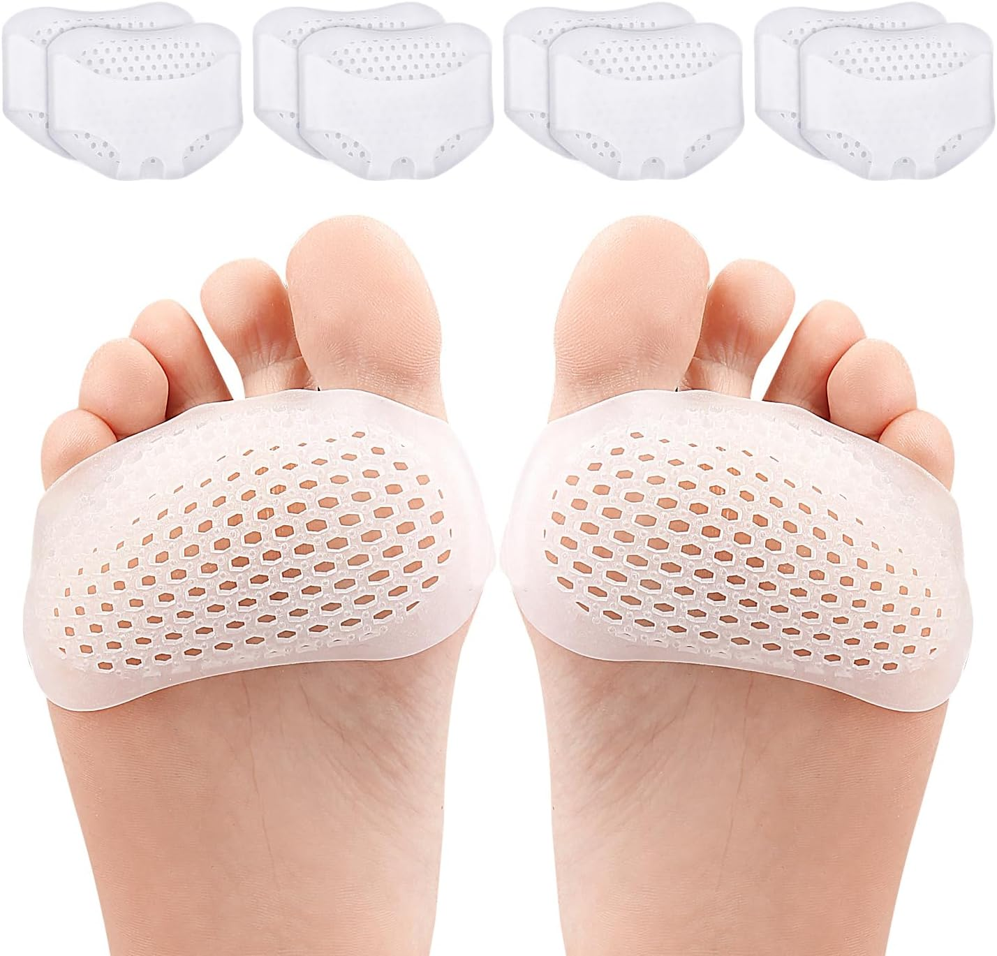 Potao Metatarsal Pads 4 Pairs Ball of Foot Cushions for Women and Men,Foot Pads for Pain Relief for Shoes Pads, Bunion Forefoot Pads, Foot Cushion for Ball of Feet (Beige)