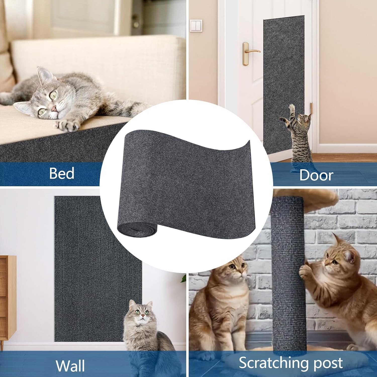 Pack of 2 Self-Adhesive Scratching Mat, 200 X 40 Cm, Scratch Protection, Sofa Scratching Mat, Trimmable Scratching Board, Wall Cat Scratching Mat, Thickened Scratching Boards, Cat Wall for Furniture image number 5