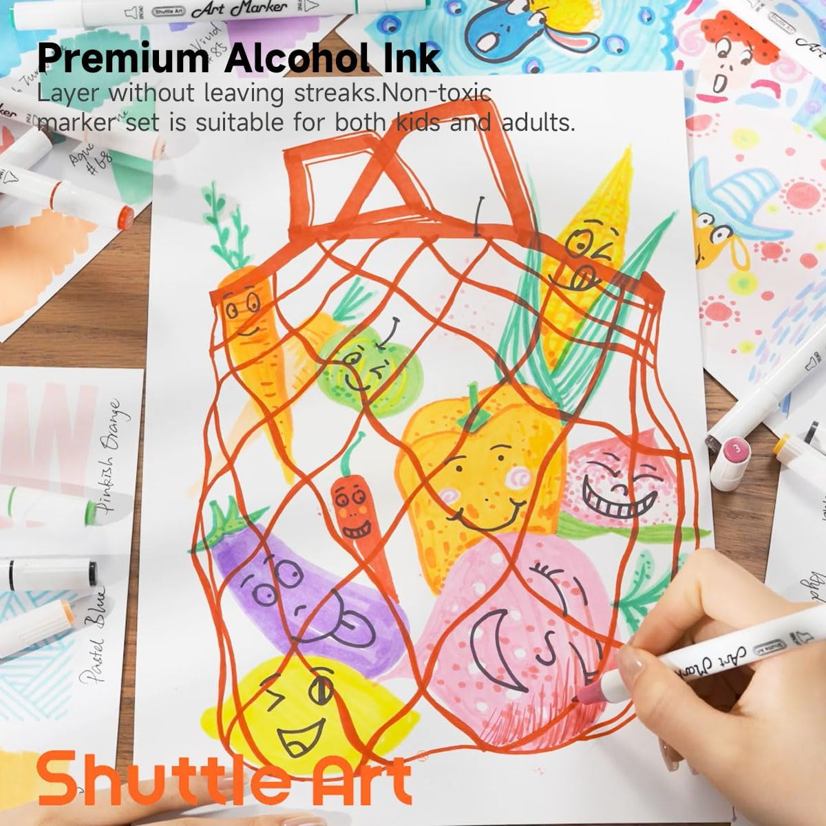 Shuttle Art 30 Colours Alcohol Markers, Dual Tip Art Markers for Drawing, Sketching Highlighting, Marker Pens for Artists and Adult Colouring Manga Design image number 2