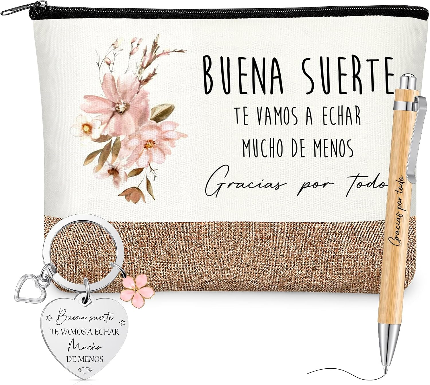 Xuniea Pack of 3 Farewell Gifts for Colleagues Employees Women Cosmetic Bag Ballpoint Pen Keychain Thank You Christmas image number 5